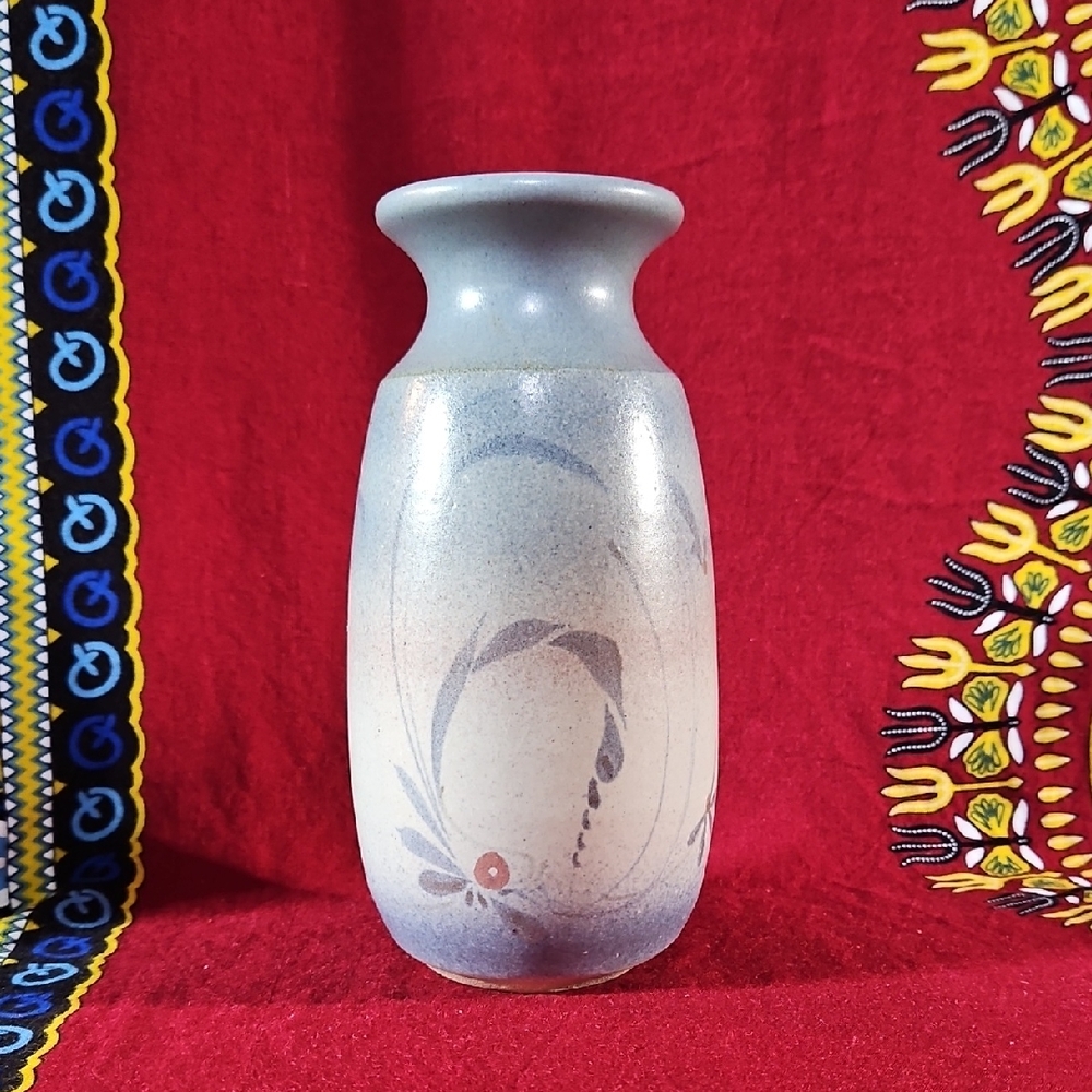 Handcrafted Signed Westlin Studio Pottery Floral Decorated Vase